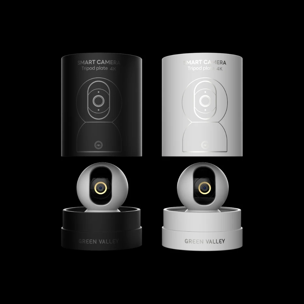 Customized Brand Black White Round Tube Rigid Box Packaging For Home Security Camera Box For CCTV Camera And Smart Camera