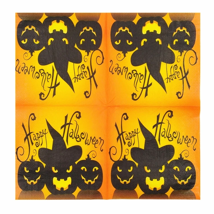 
20Pcs Halloween Pumpkin Paper Napkin Funny Party Decoration Facial Tissue Horror Ghost Pumpkin Disposable Paper Napkins 