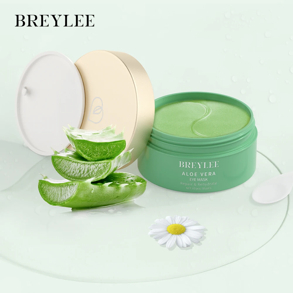 BREYLEE high quality aloe vera  eye skin care brithening repairing eye mask gel patch moisturizing repairing eye mask
