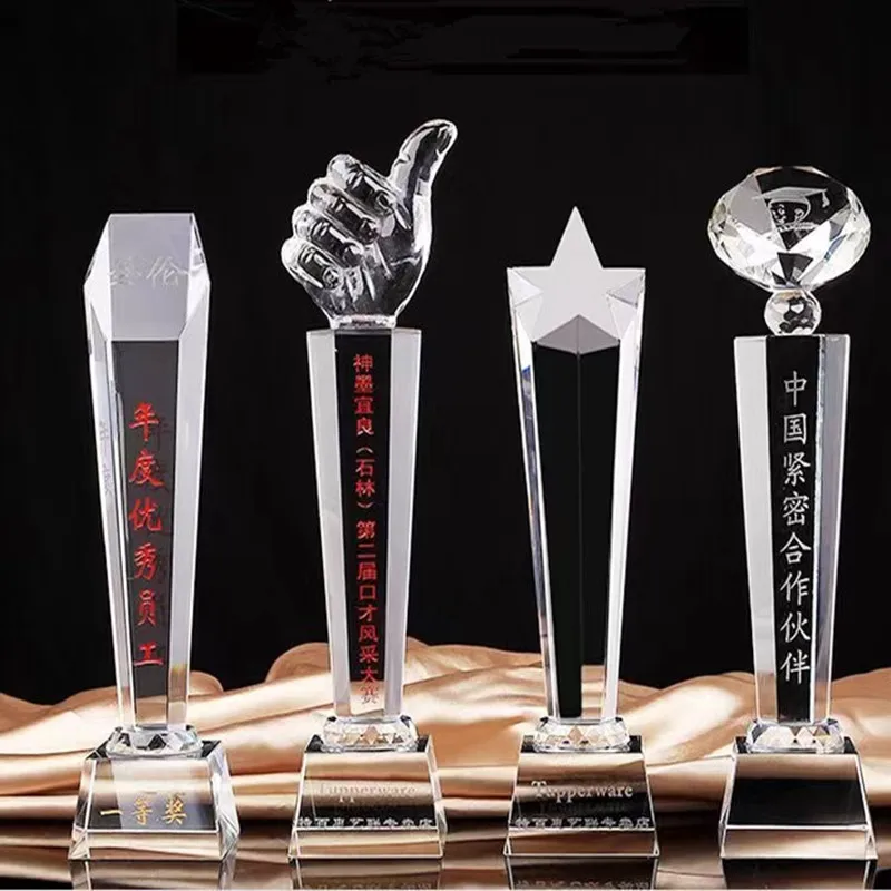 High Grade Cheap Custom shape Blank K9 Glass Trophy Crystal Award Crystal Glass Awards Trophies