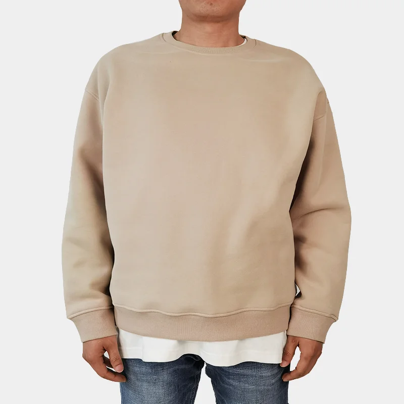 high quality heavy cotton french terry blank sweatshirt custom logo fleece pullover drop shoulder oversized sweatshirt