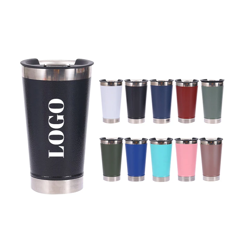 16oz Frosted Vacuum Insulated Tumbler Cup Stainless Steel Custom Wine Coffee Beer Cup Tumbler with Bottle Opener