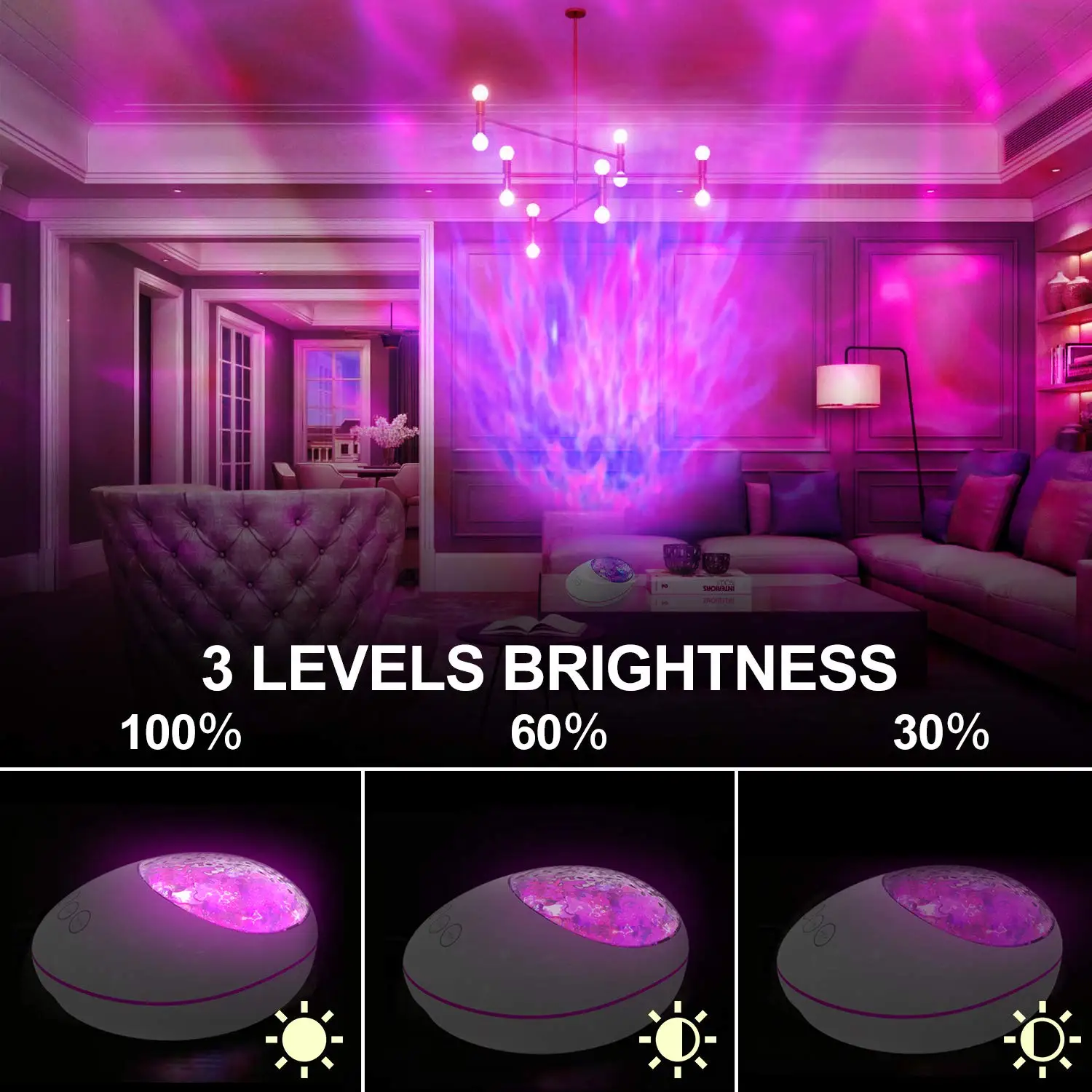 Ocean Wave Projector Night Light Lamp BT Music Player Remote Control Water Wave Led Projector For Baby