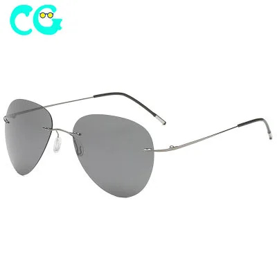 Ultralight Pilot Titanium Polarized Sunglasses Rimless Driving Sun shades Oculos De Sol UV400