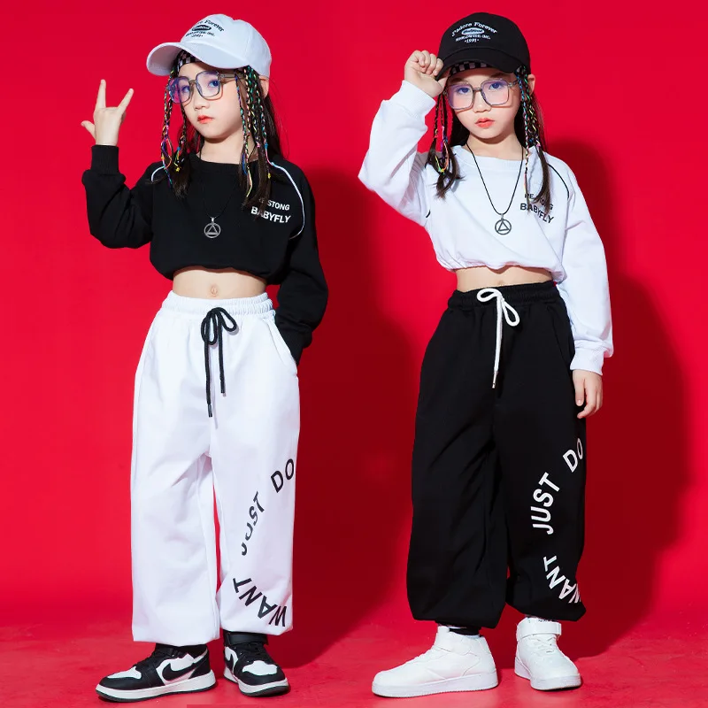 2023 new arrivals crop top hoodies women wholesale hip hop clothing kids hip hop dance clothing for girls
