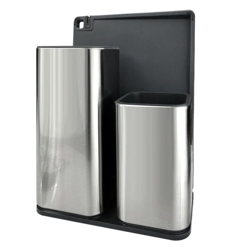Hot sell stainless steel knives block set utensil holder cutting board with sharpener anti slip
