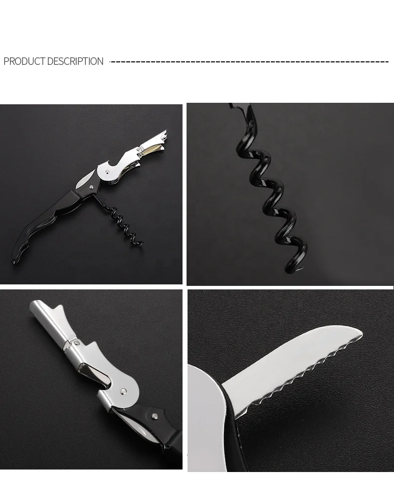 3 in 1 Stainless Steel Wine Beer Tool Bottle Cap Opener Metal Multifunctional Hippocampus Corkscrew