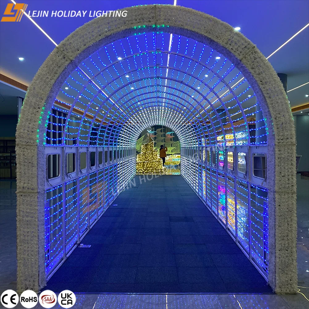Large beautify project customization RGB 3D LED Festival Decor LED Light tunnel Outdoor waterproof theme park lighting