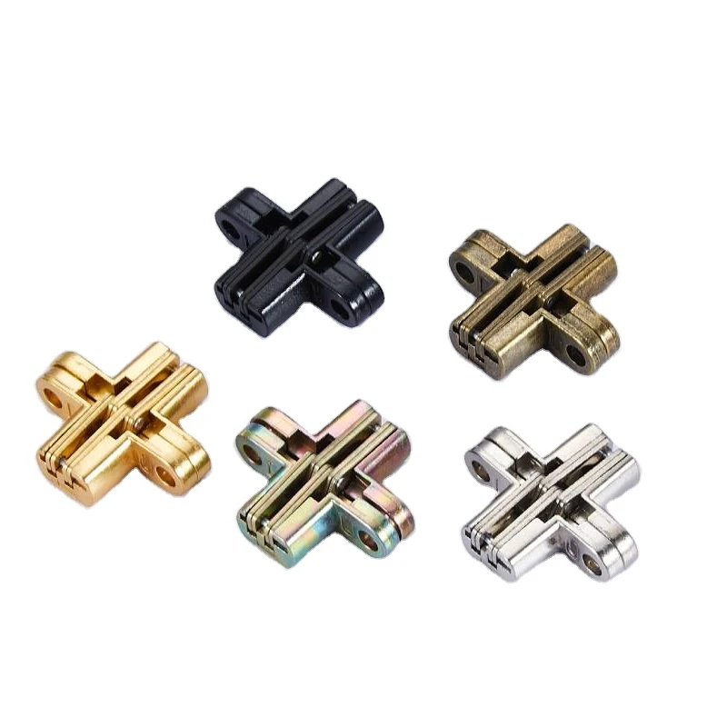 3D Zinc Alloy Cross Furniture Hidden Door Hinge heavy duty Soft Close aluminium Concealed Hinge