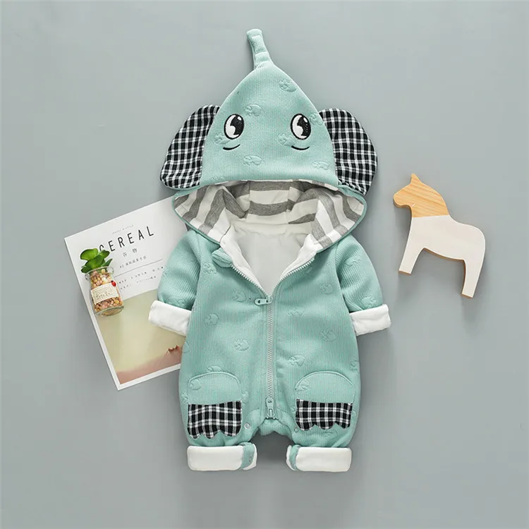 YQ668 Бесплатная доставка зима мультфильм Дети Onesie слон балахон Детские ползунки с длинным рукавом цельный комбинезон