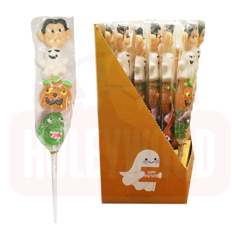 Holeywood 3D Pectin String Lollipop Halloween Thriller Prank Mixed Fruit-Flavored Gummy Candy Halal Drop Shape
