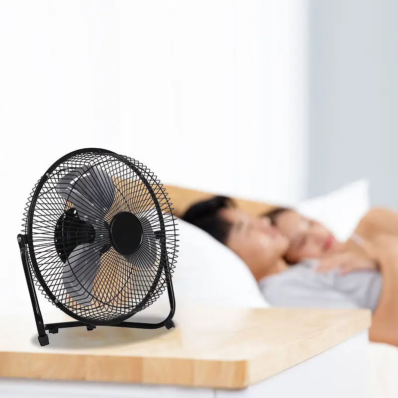 12V Brushless DC Table Solar Energy System Fan Rechargeable Desk Fan Metal 9 Inch