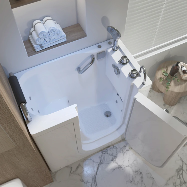 Mini Air Jetted Walk-In Bathtub Right Drain Configuration Elderly Walk in Tub with Seat
