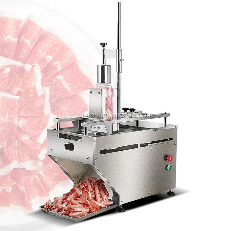 High Efficiency Frozen Pork Belly Meat Slicer / Commercial Mutton Roll Cutting Machine/ Automatic Slicer Frozen Machine