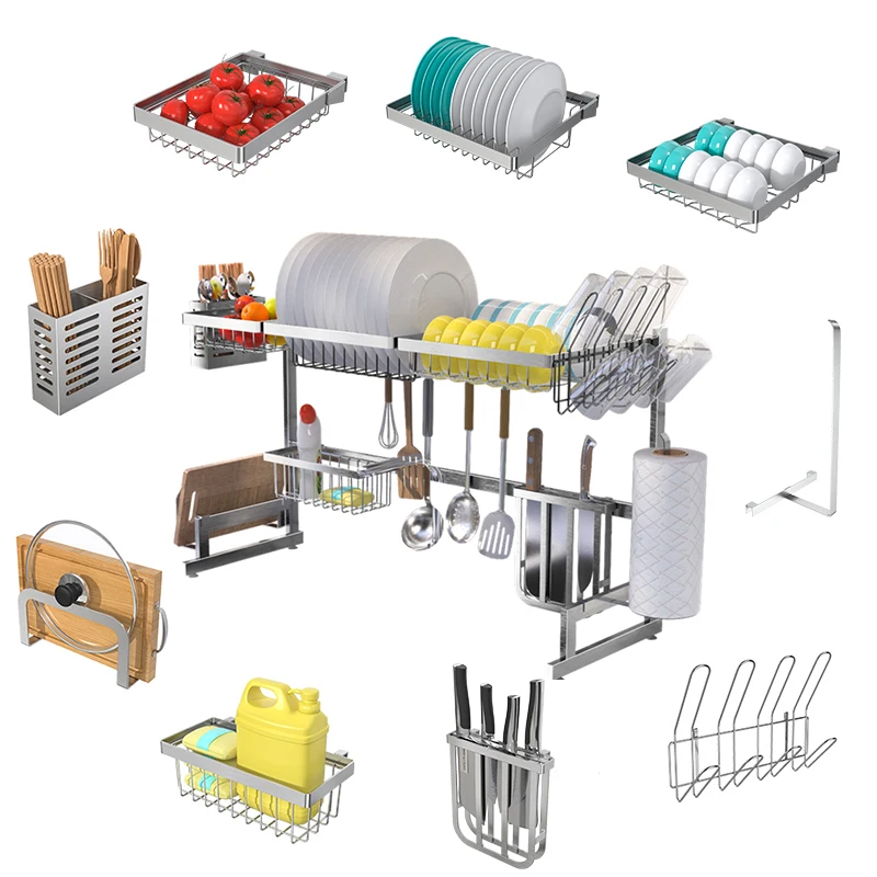 New 304 stainless steel 33.46' kitchen household over sink dish drying drain on sink rack