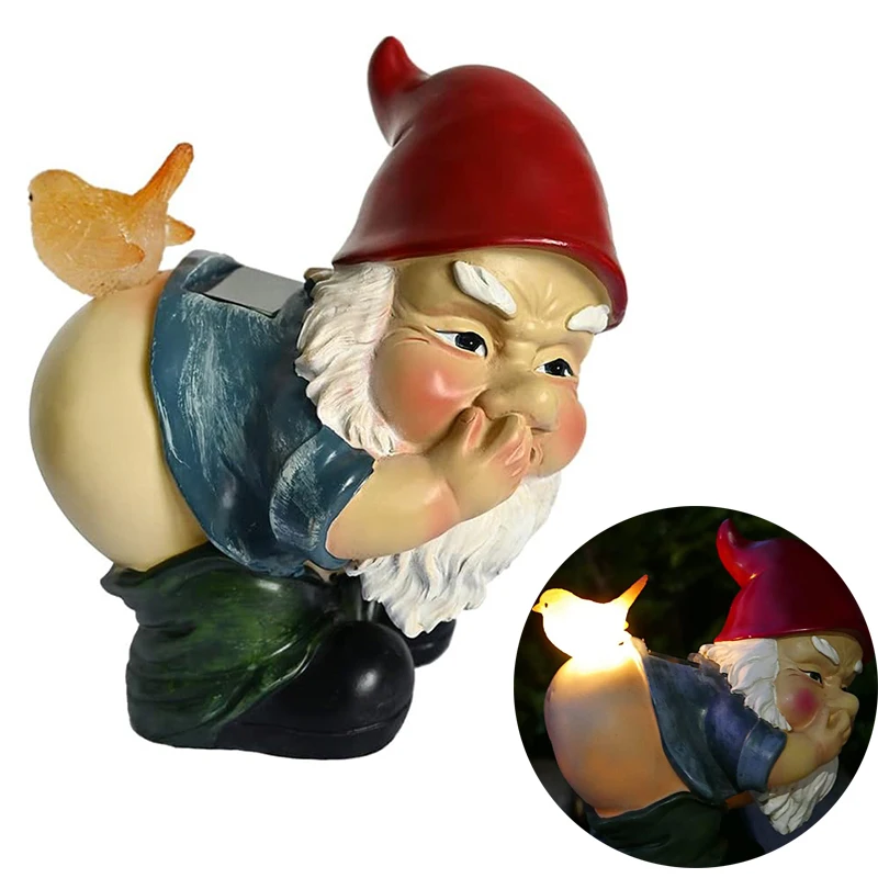 BSCI Factory Garden Gnome Outdoor Funny with Bird Naughty Sculptures Statues