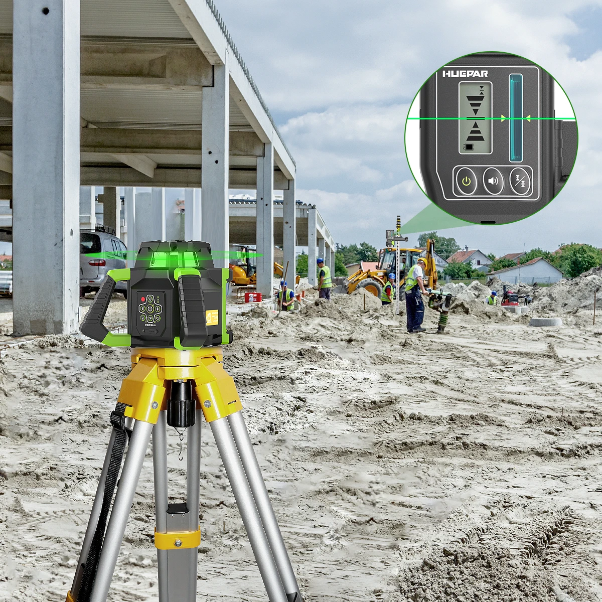 2023 Huepar RL300HVG New Laser Level 360 Degree Machine Line Tool Large battery power For Outdoor Construction
