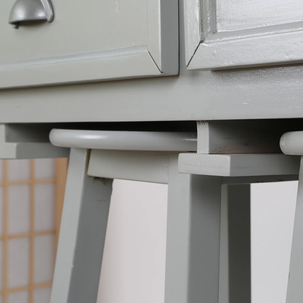 Drawer Storage Cabinet For Learning Leisure Desk With 4 Stools Table And Chair Set