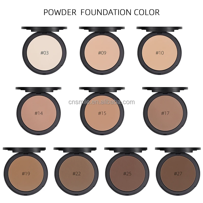 W18 High quality velvet oem vegan pressed face powder dark brown pressed powder