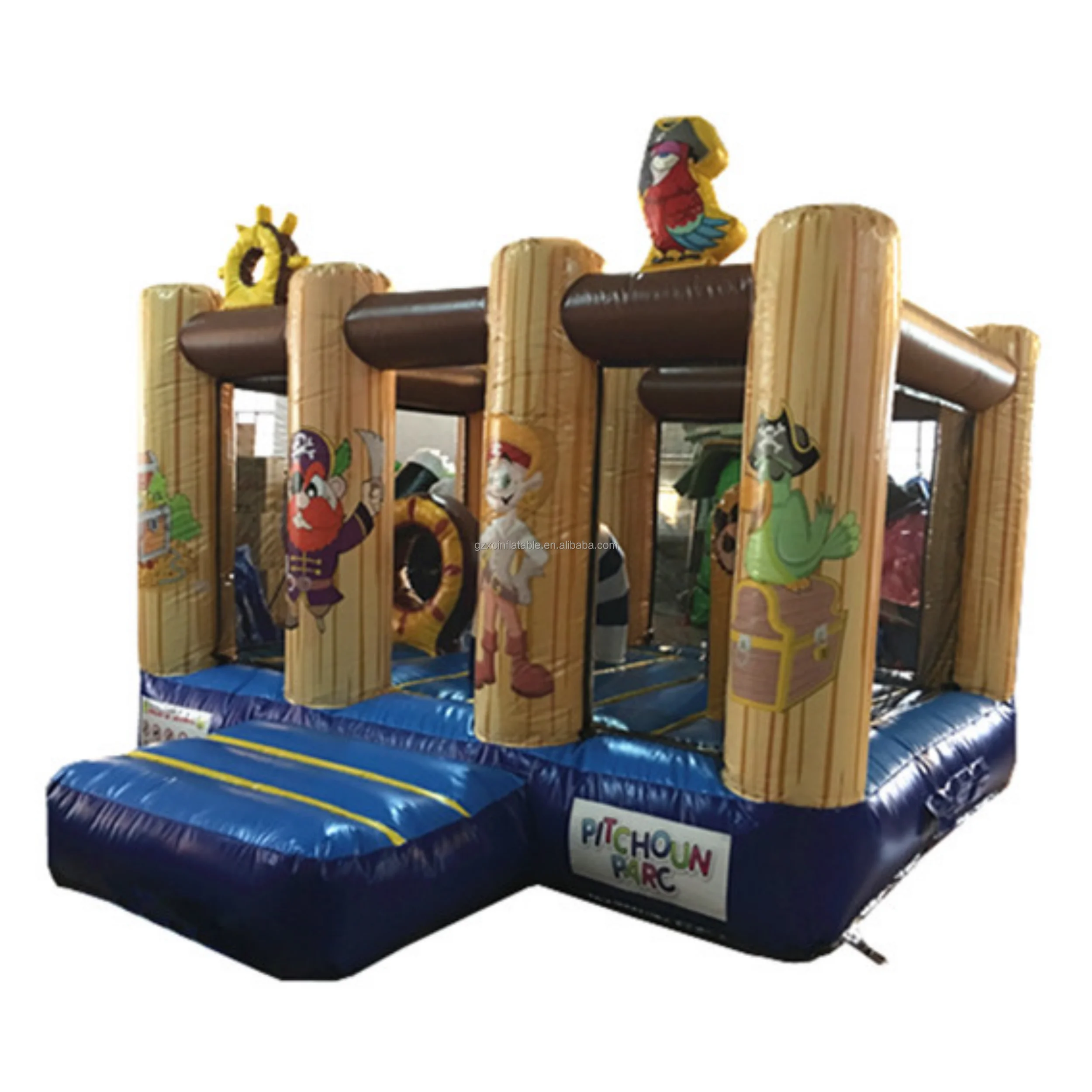 Wholesale Grey Colour Inflatable Mini Bouncy With Safety Netting Inflatable Pirate Topic Jumping House For Rental