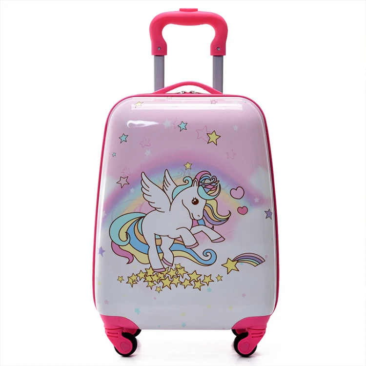 large unicorns pink suitcase with spinner wheel handle lightweight suitcase for children travel hello my kitties kids suitcase