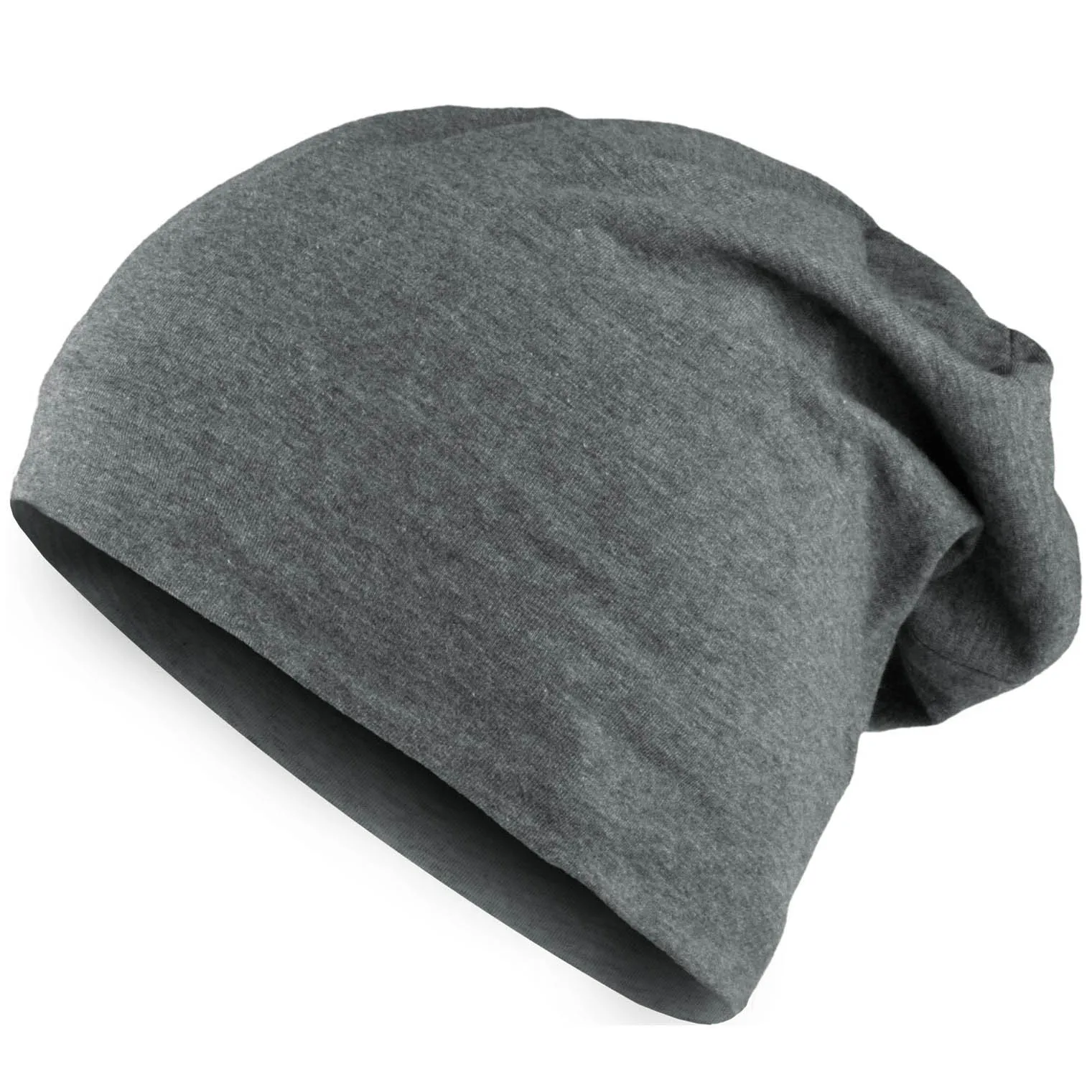 Custom Mens and Womens Lightweight Stretchable Elastane Spandex Cotton Jersey Slouchy Beanie Hat (1600343191564)