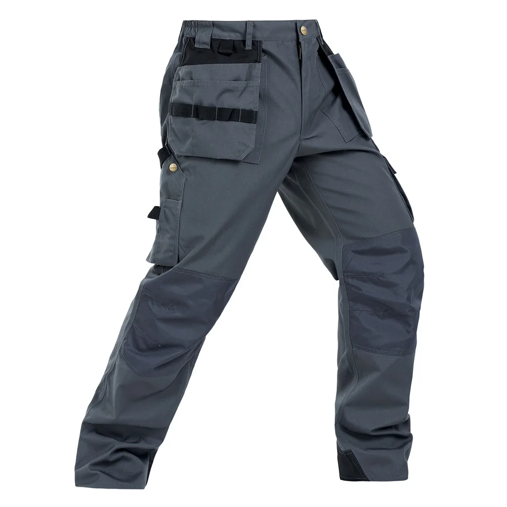 Mens 6 Pocket Black Cargo Pants with Knee Pads Custom Cheap Cargo Work Pants With Side Pockets