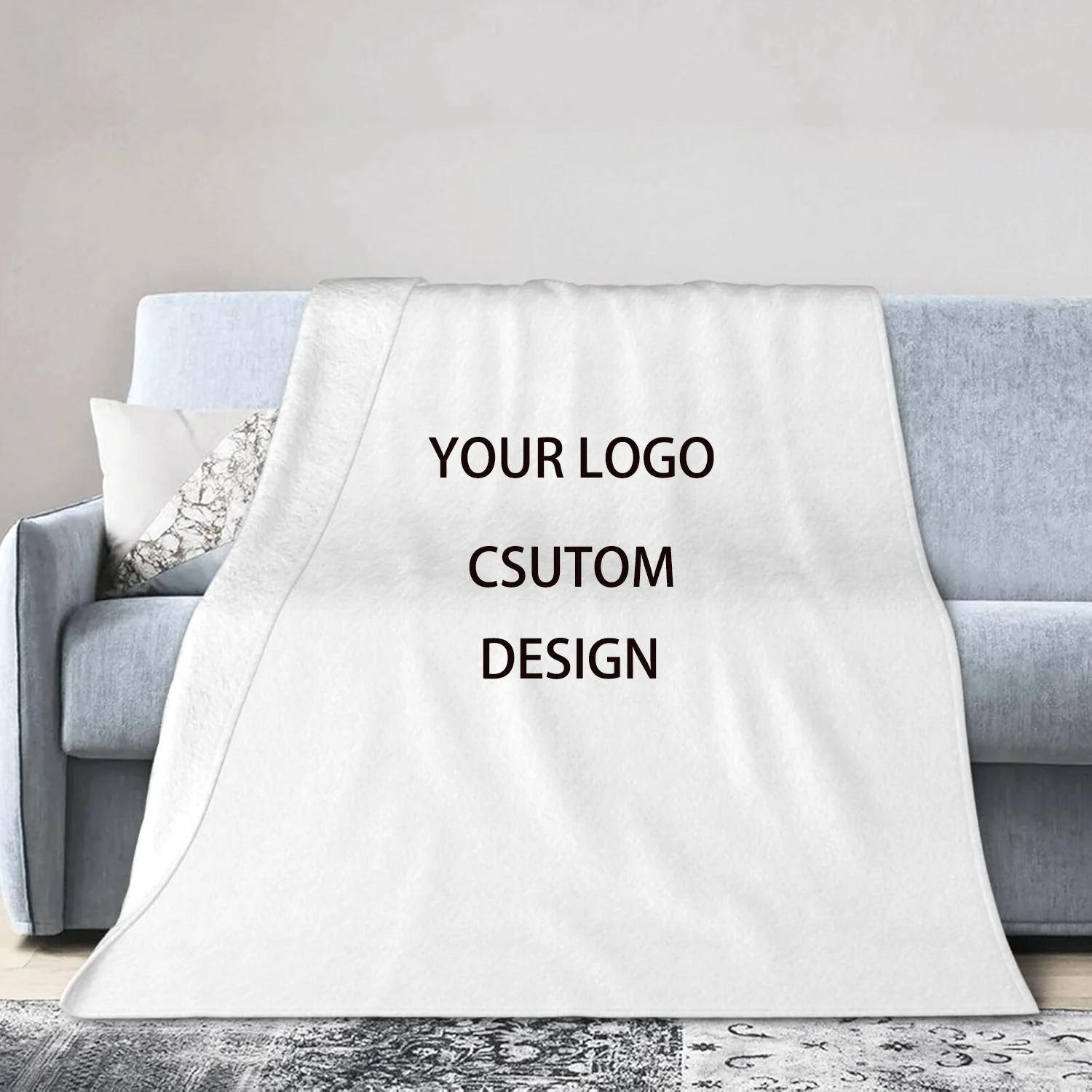 Wholesale Customized Design White Blank Polar Flannel Blanket Personalized Printing Blanket with Custom Logo