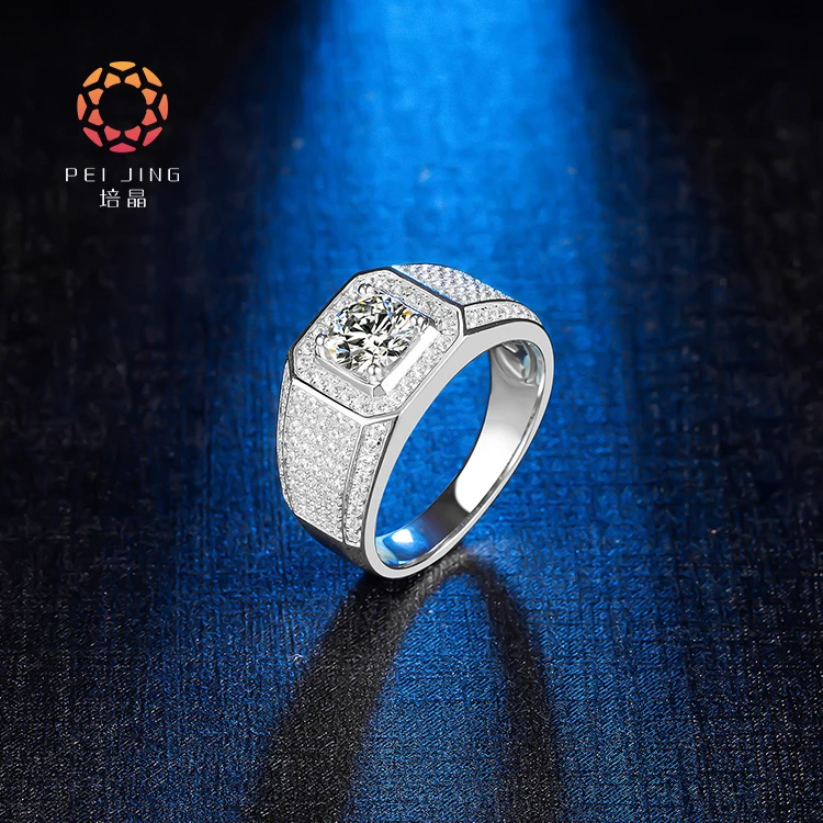 Elegant Lab Grown Diamond Ring 14k/18k White Gold Ring Men Diamond Eternity Ring For Men