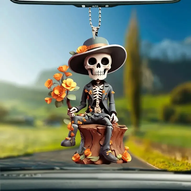 Hot Sale Acrylic Skeleton Figurine Hanging Ornament 2024 Crafts Statue Skeleton Memorial Gothic Sculpture Halloween Decoration