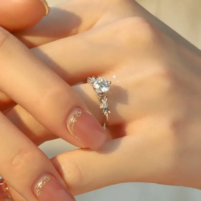 Classic bowknot S925 Sterling silver platinum 1ct VVS engagement wedding diamond moissanite ring for Women with gra certificate