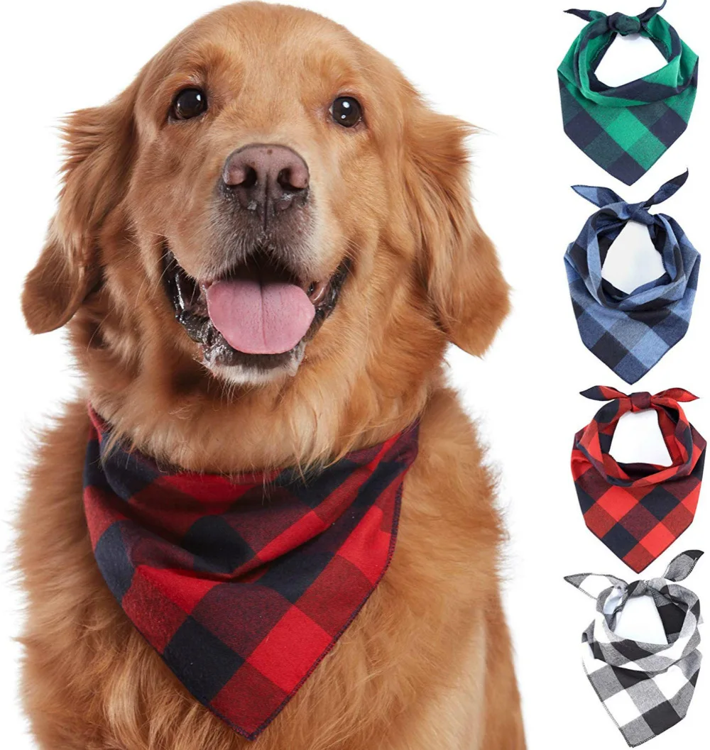
Buffalo Plaid Dog Bandana Flannel Puppy Scarves 