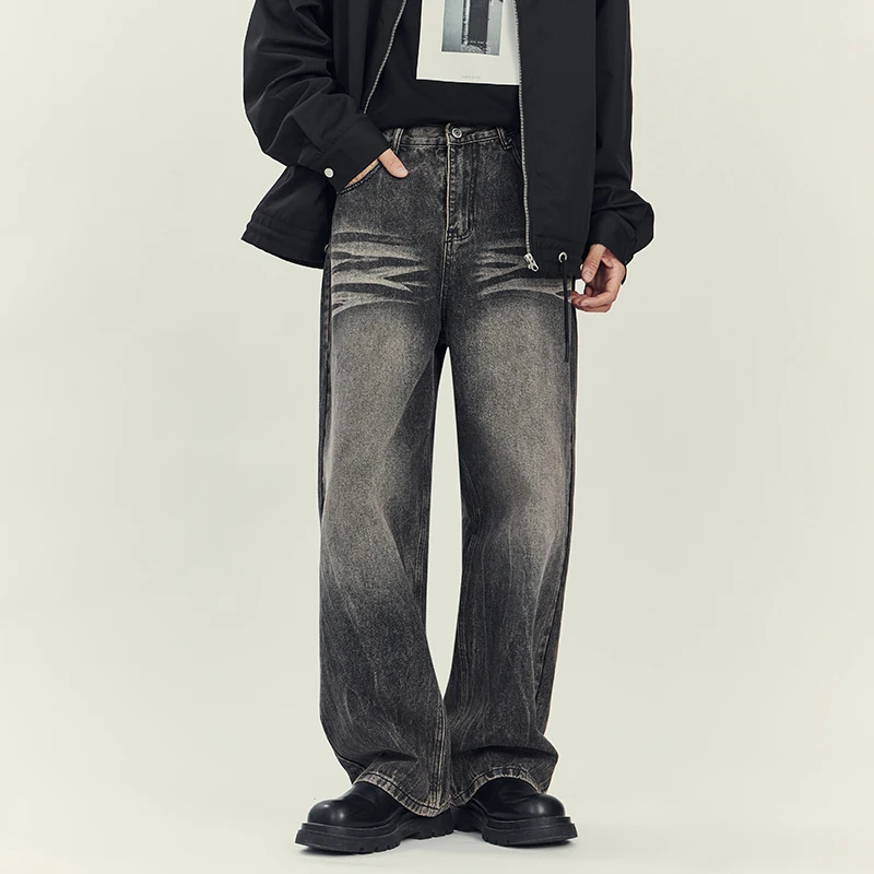 APO 2024 Autumn New Products in Stock Wholesale High Quality Washed Cat Beard Cowboy Street Trend Fashion Pants Men