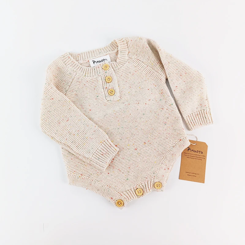 Paleo Baby Knitted Romper Kids Sprinkles Cotton New Born Baby Knit Onesie Playsuit Toddler Sweater Rompers Clothes