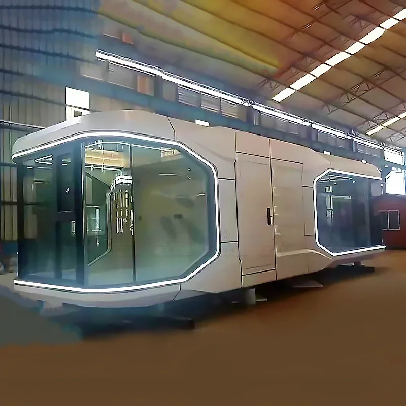 The latest popular prefabricada modular space ships pod movable tiny house aluminum alloy steel structure cabin capsule homes