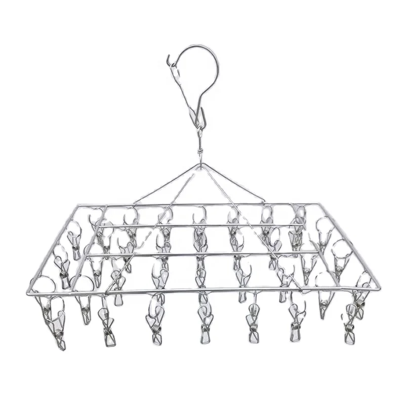 Popular Square 316 Stainless Steel outdoor Luxury Cleaning Travel Coat hanger and square socks hanger and Clothing socks hanger