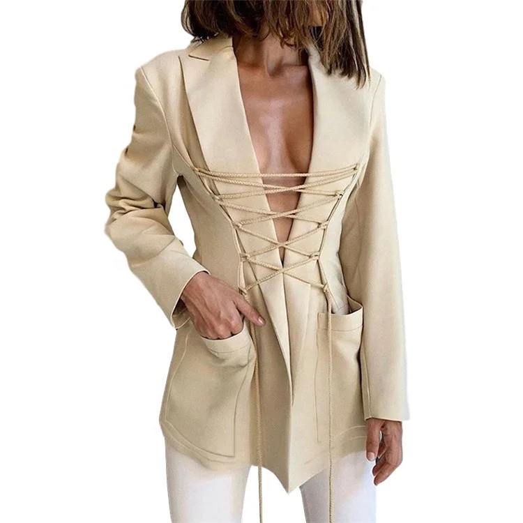 Woman Blazer Casual Long Sleeve Blazers Ladies Women Notched Collar Long Sleeves Slim Fit Blazer
