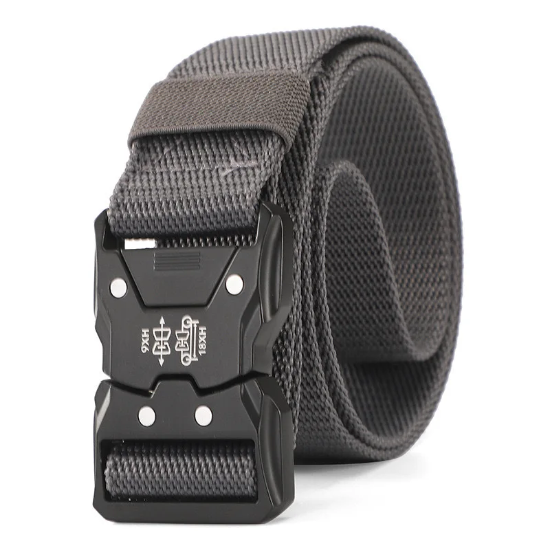 Stylish Men Black Tactical Belt Quick-Release Plastic Buckle - Durable Nylon Perfect For Outdoor Training & Casual Wear