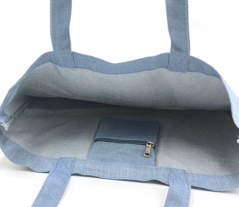 High Quality Wholesale Stylish Blank Heavy Duty Denim Tote Bag Soft Portable Cotton Fabric Shoulder Bag