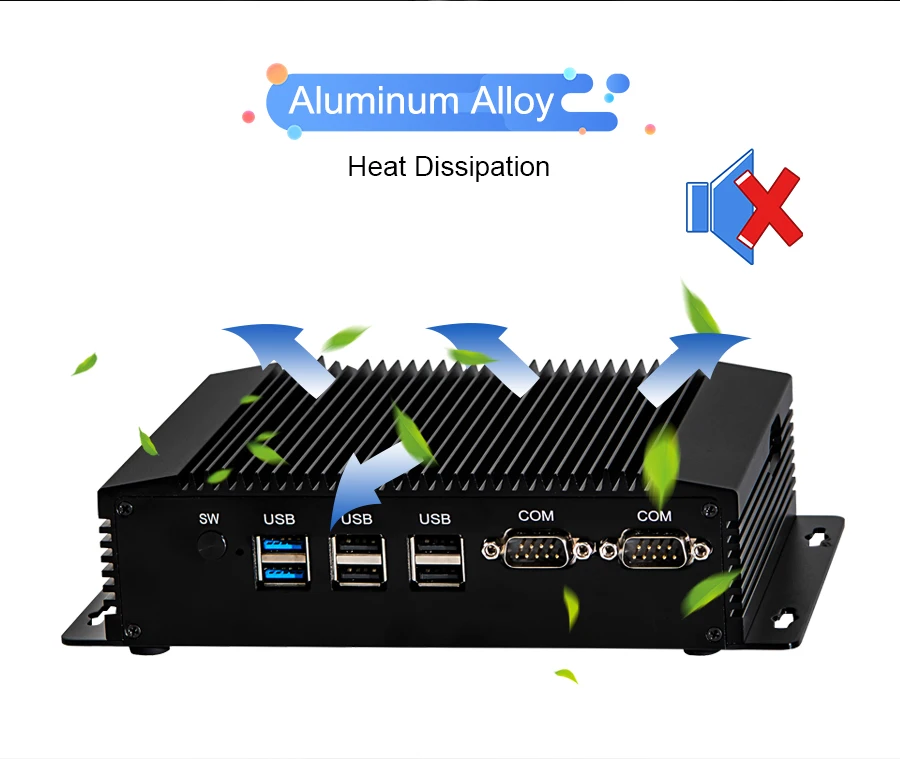 4GB DDR3L J1900 industrial pc RAM DC 12V 6COM fanless case Dual LAN support ACPI mini industrial pc