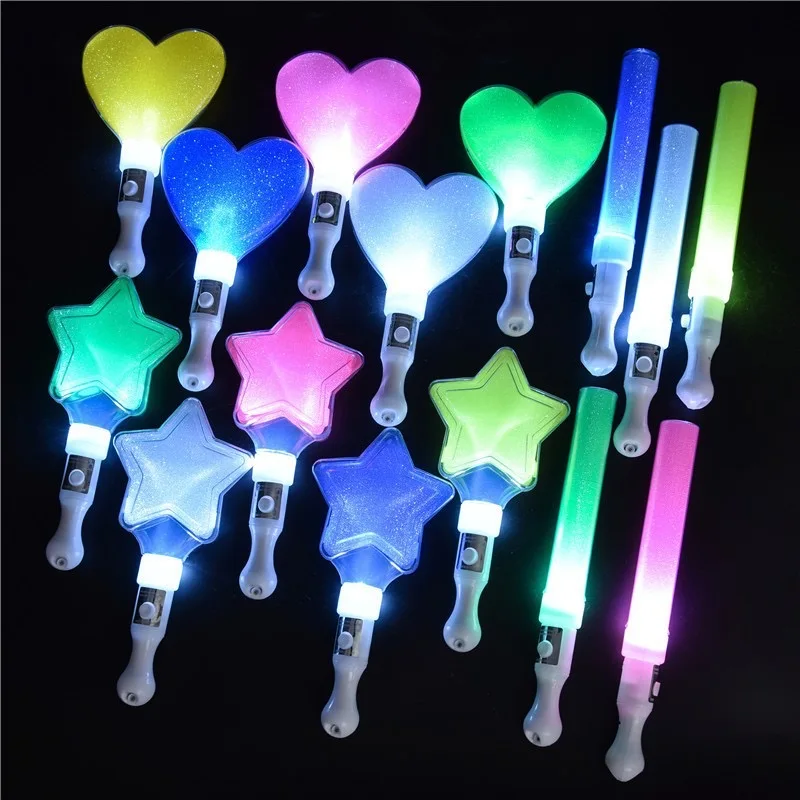 Funny Glowing Colorful Five-pointed Star Flash Light LED Stick Fairy Wand Cheer Luminous Toy Decoration Glowing Party New Year