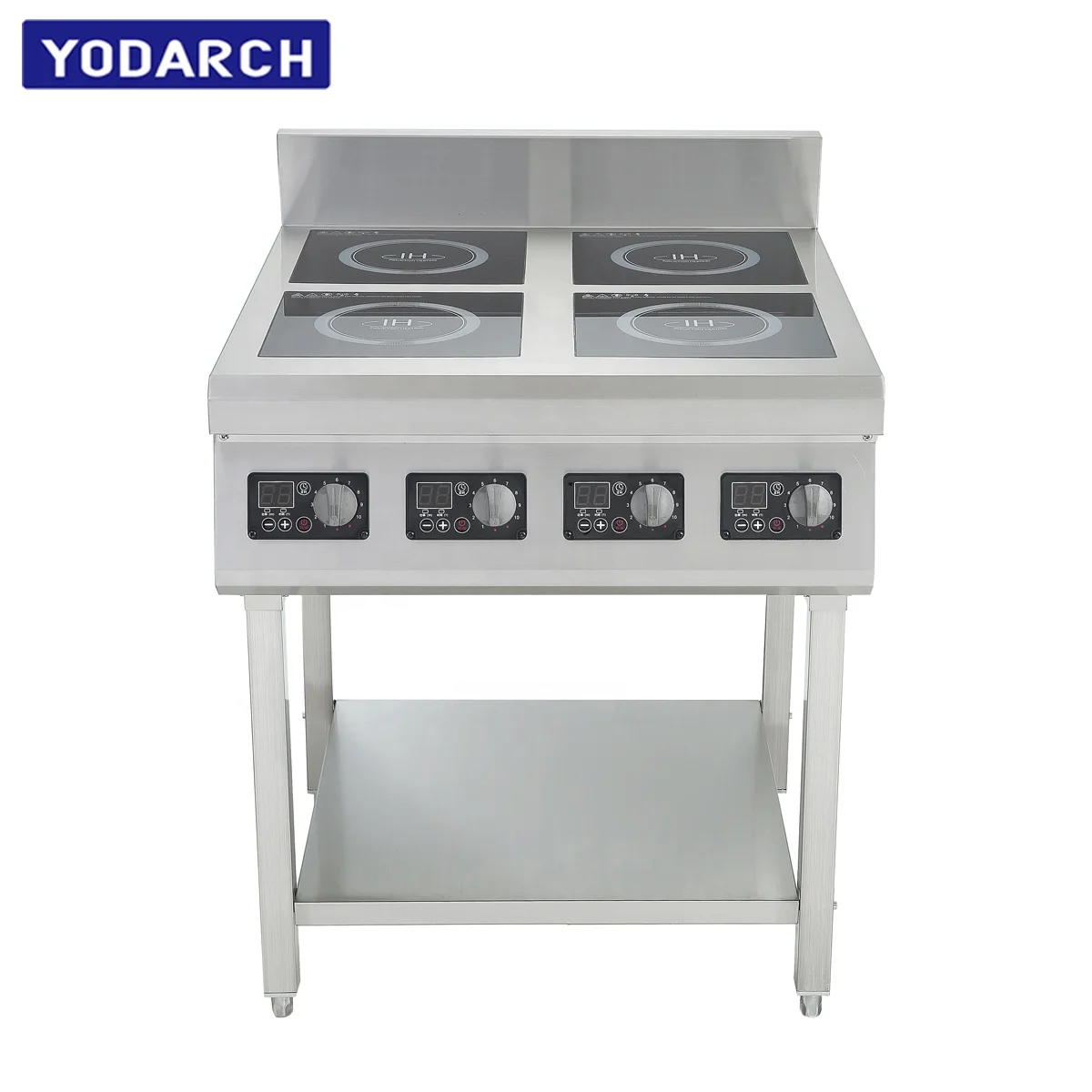 220V 3 Phase Stainless Steel 4 Burner Plate Commercial Induction Cooking burner Stove Cooker with Folding Legs