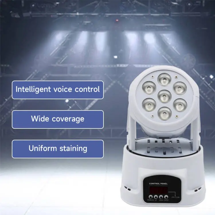High Quality 7*12w Rgbw 4 In 1 Shaking Heads Led Disco Lights Wash Effect Moving Head Led Stage Lighting