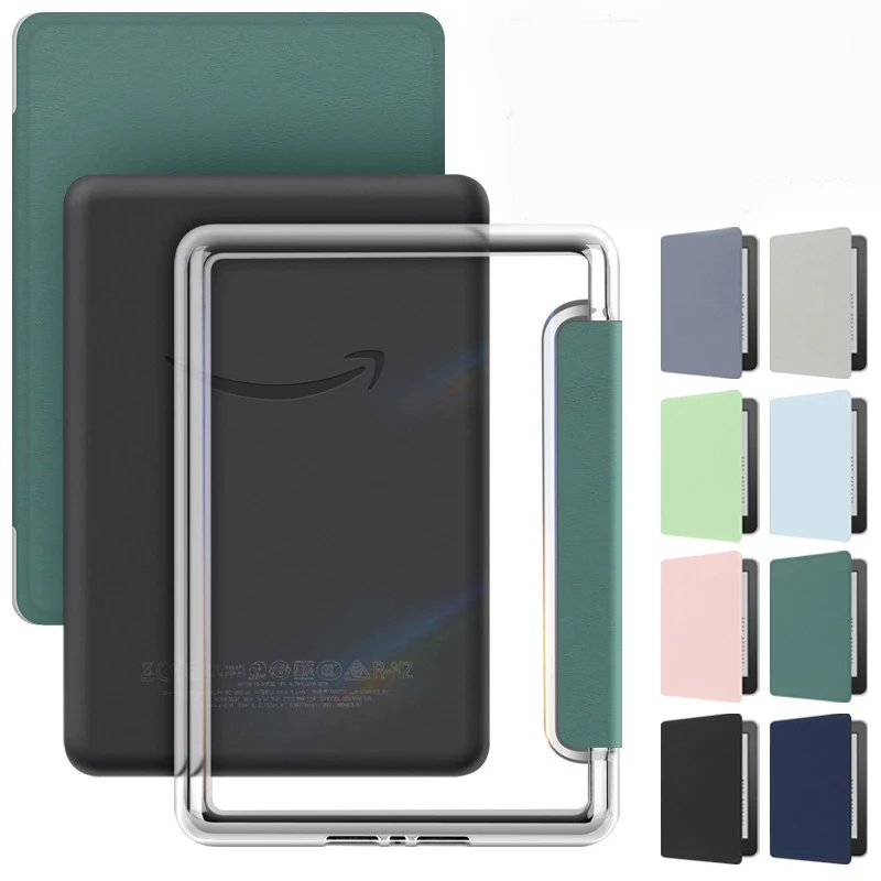 For Kindle Oasis 2 3 Book Leather Flip Case With Transparent Clear Crystal Acrylic Back Cover Sleeve Pouch Latest Design