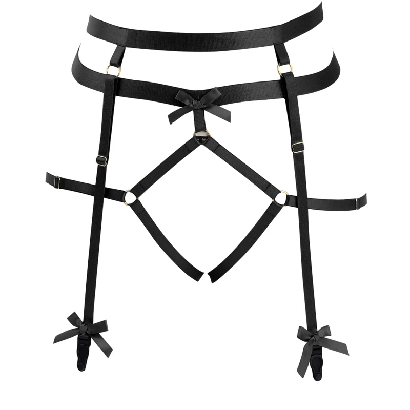 Fashion Bondage Garter Sexy Belt Elastic Goth Leg with Bow-knot Sexy Lingerie Harness Pantie Lingerie Accessories Shows