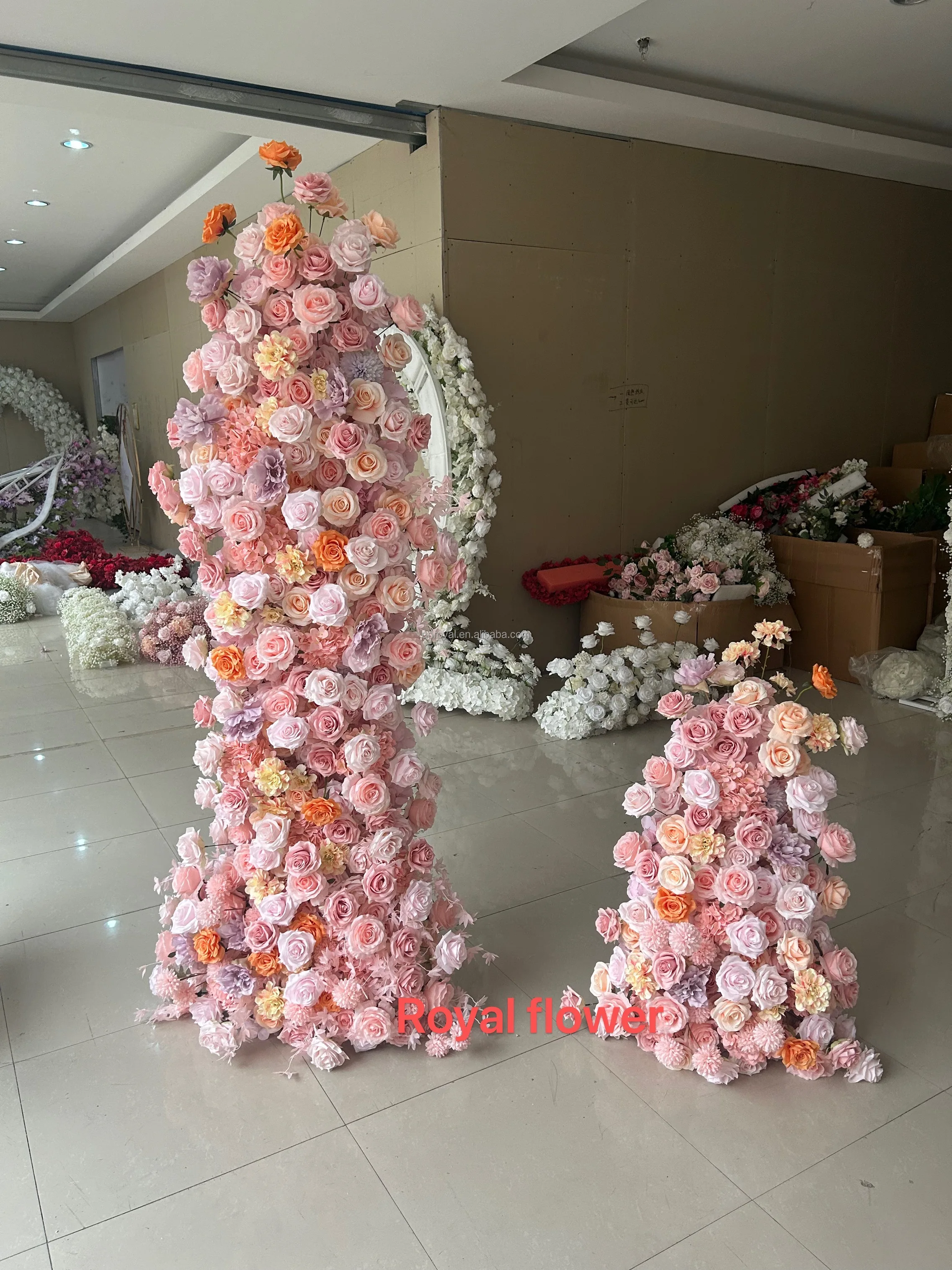 new design Customized Roses babybreath runner Backdrop Panel Decoration Artificial Flowers Rustic Wedding Bride Chuppah Arch