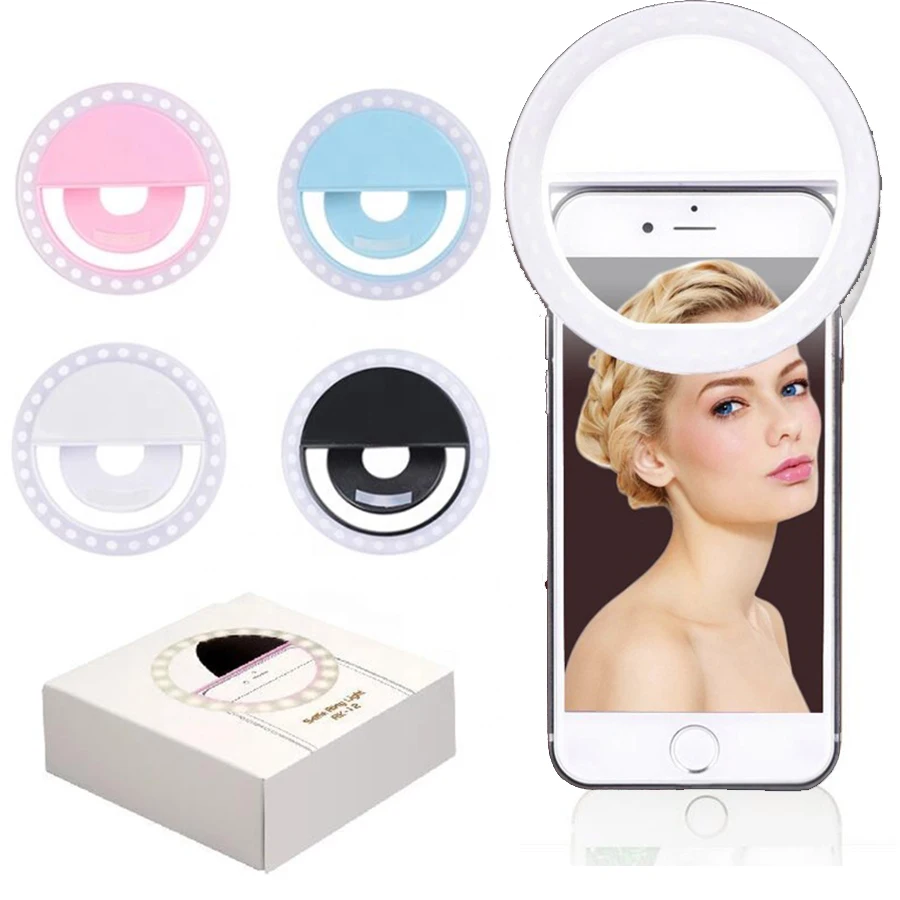 Portable Rechargeable Ring Light Phone Selfie USB Camera Clip Photography Video Mobile Phone Led Ring Selfie Light