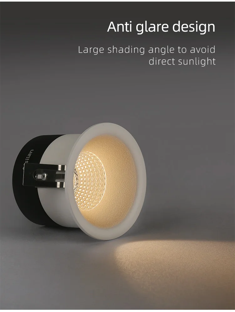 Aisilan smart home 100mm cut out ultra thin deep Recessed 12w dali 0-10v dimmable led ceiling spotlight retrofit led downlight