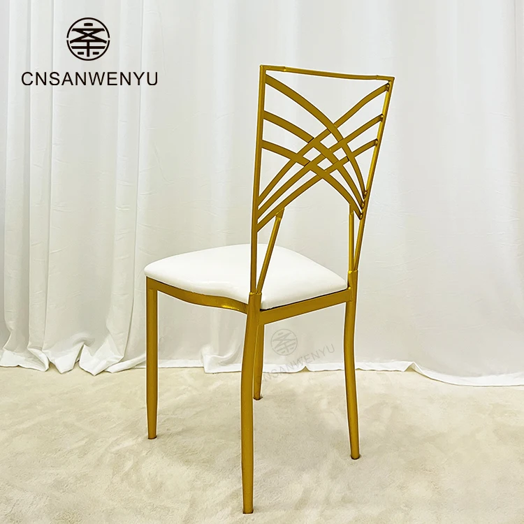 Wholesale Luxury Stacking Iron Gold Crossback Chair Wedding For Event Reception