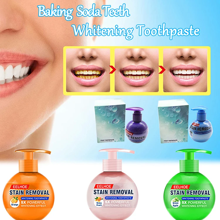 New Baking Soda Teeth Whitening Toothpaste Oral Cleaning Baking Soda Press Toothpaste Fruit Flavored Toothpaste